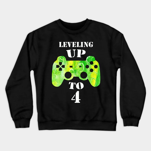 4th Birthday or 4th Anniversary Video Game Gamer Gift Crewneck Sweatshirt by tamdevo1